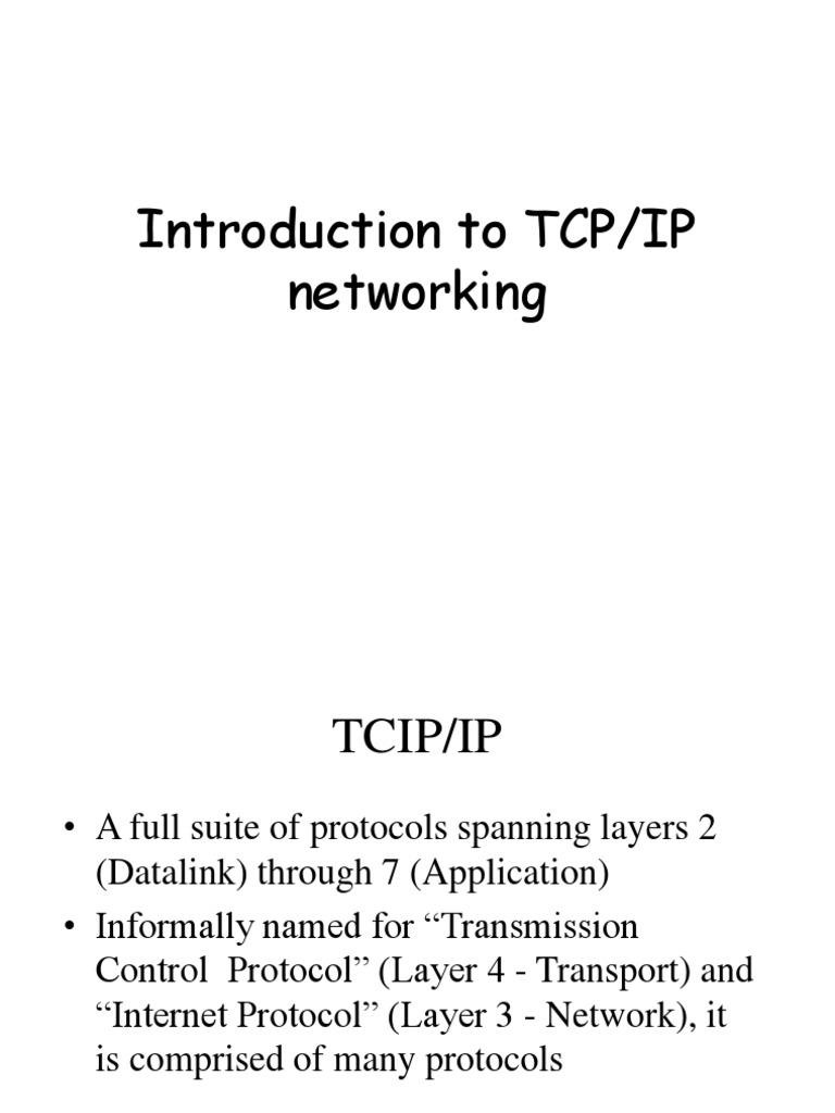 Lecture 8 - TCP Ip | PDF | Transmission Control Protocol | Internet ...