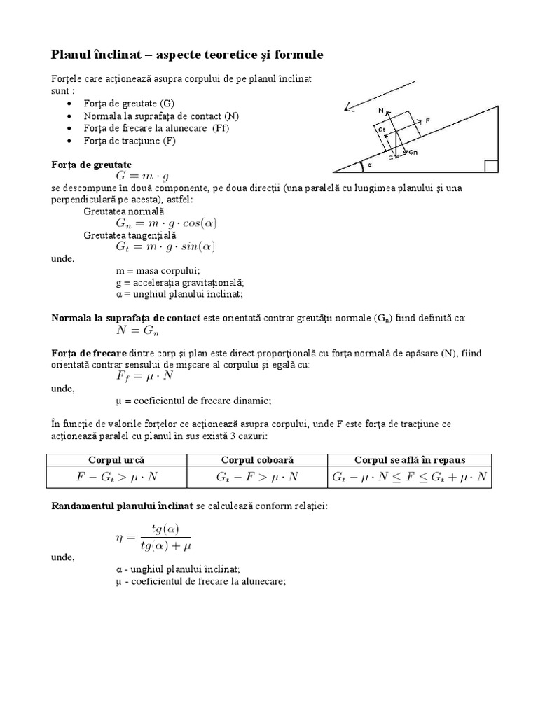 Formule Plan Inclinat PDF | PDF