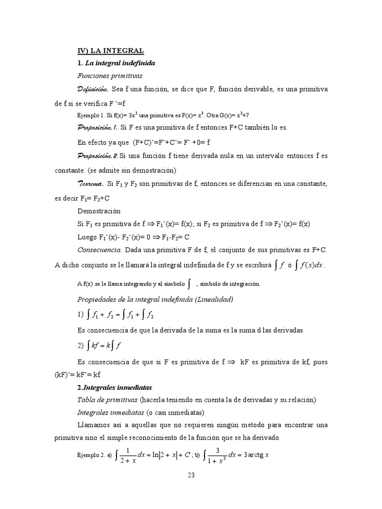 Integración (Matemáticas) PDF | PDF | Integral | Derivado
