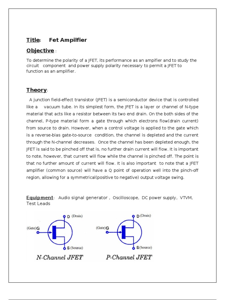 JFET Amplifier Polarity and Performance | PDF | Field Effect Transistor ...