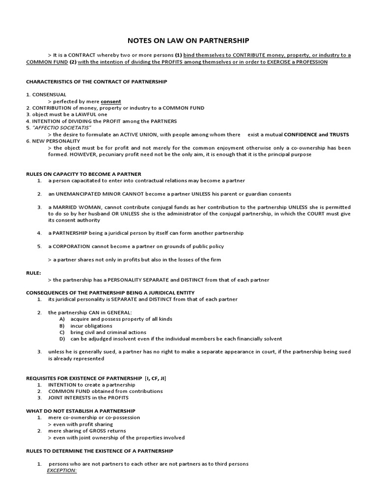 Understanding Partnership Law Basics | PDF | Partnership | Assignment (Law)