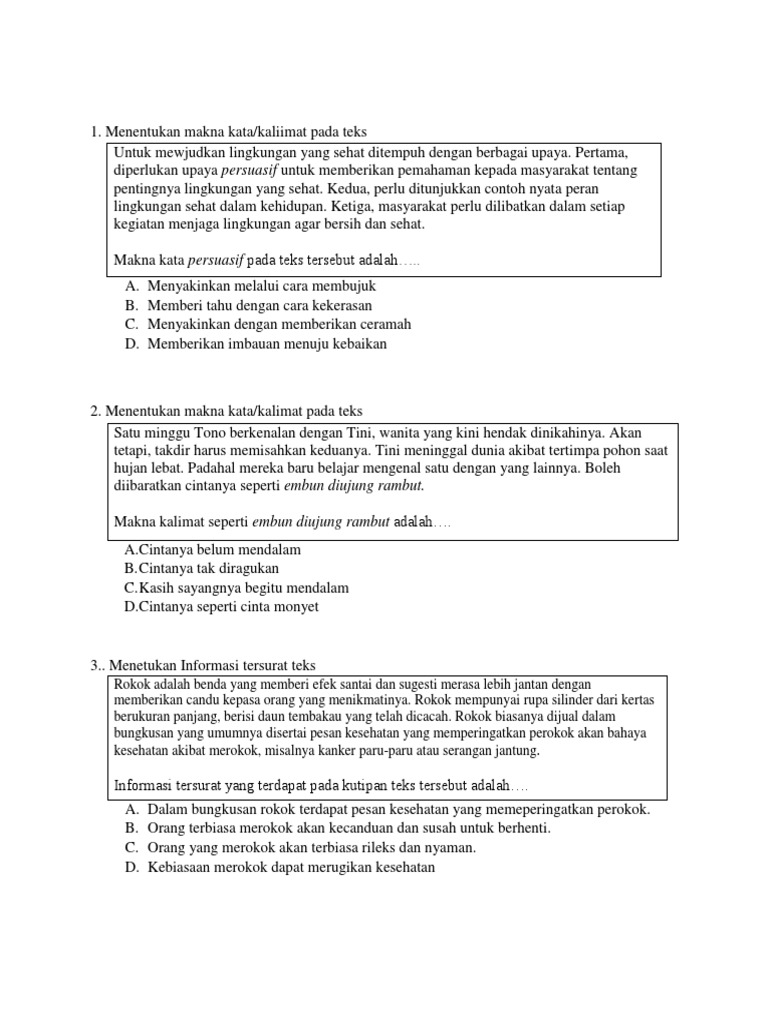 Soal Bahasa Indonesia Shafa Docx