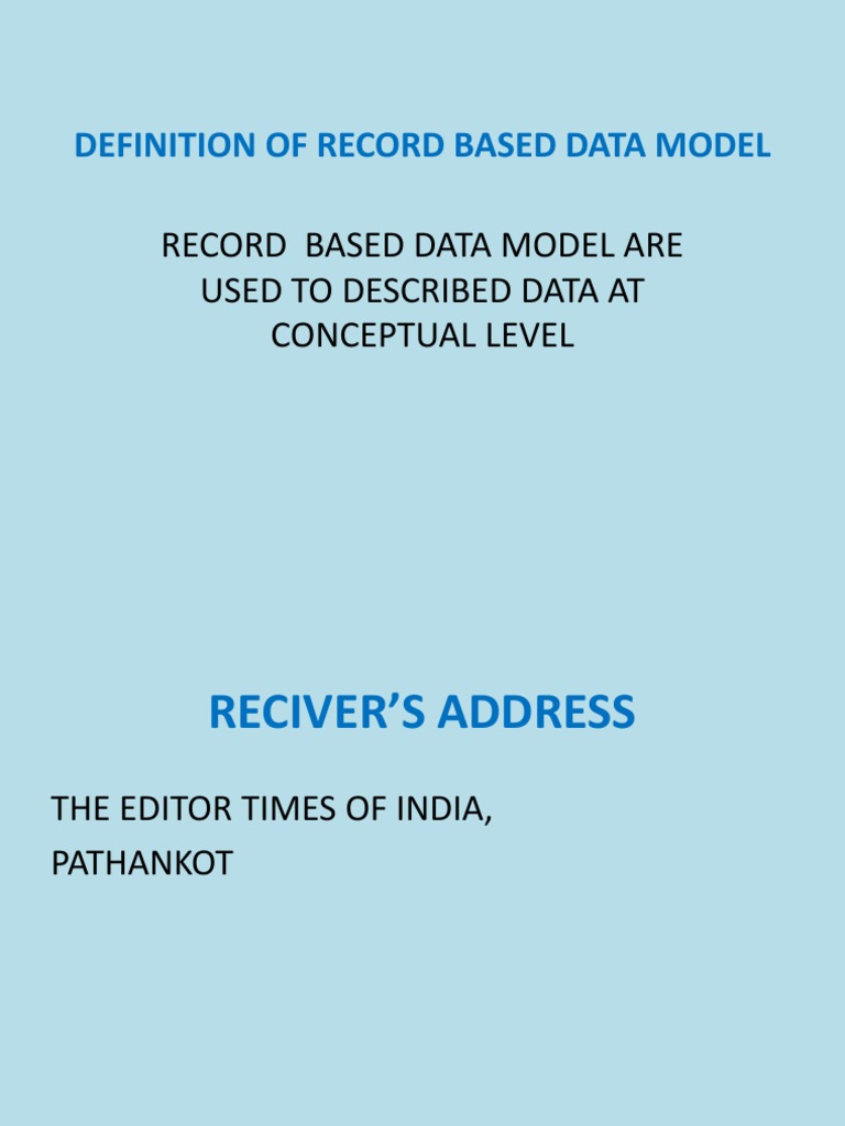 Definition of Record Based Data Model PDF Html Element Data Model