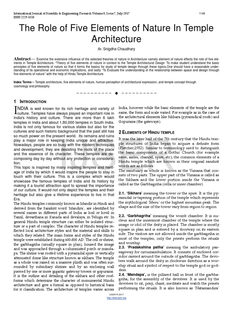 The Role of Five Elements of Nature in Temple Architecture | PDF