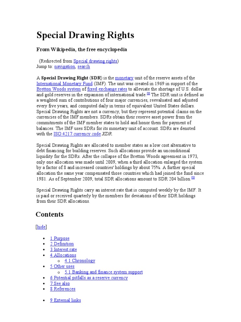 Understanding Special Drawing Rights (SDRs) | PDF