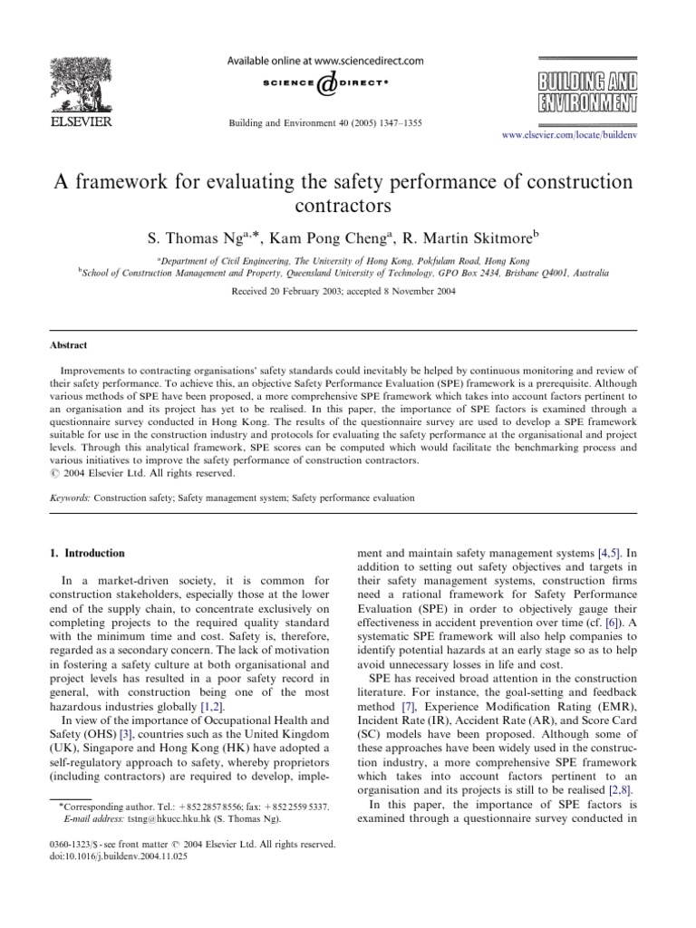 Safety Performance Evaluation Framework | PDF | Occupational Safety And ...