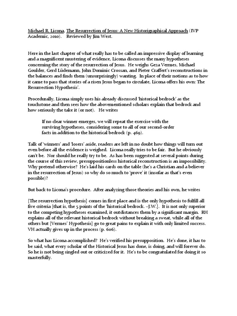 Licona's Resurrection Hypothesis Explained | PDF | Hypothesis ...