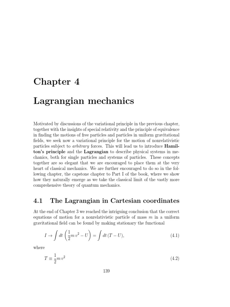 Chap04 PDF | PDF | Lagrangian Mechanics | Classical Mechanics