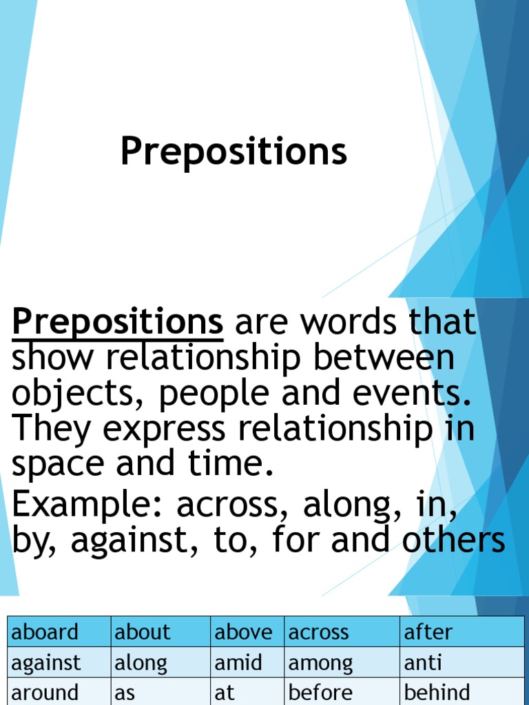 Prepositions for Students | PDF | Preposition And Postposition | Libraries