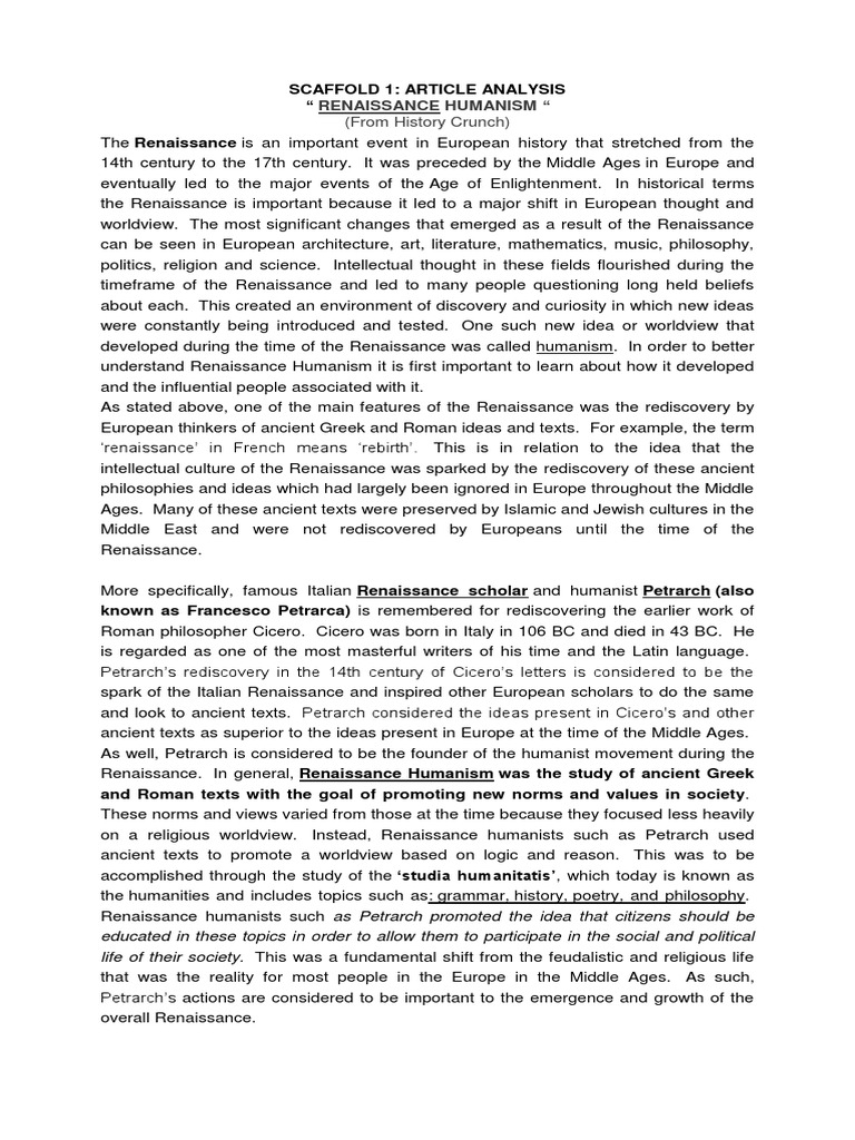 Renaissance Humanism Pdf Renaissance Humanism