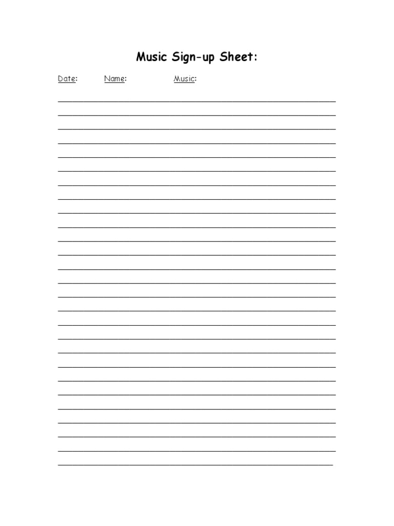 Music Sign-up Sheet Template | PDF | Politics