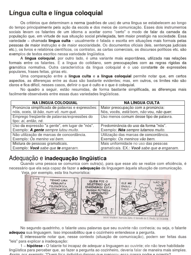 Linguagem Culta E Coloquial: Quais São As Diferenças Entre Elas? – FFVB