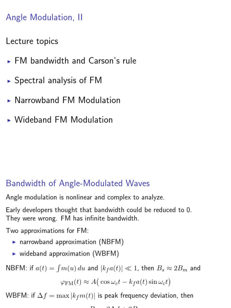 Notes09 PDF | PDF | Frequency Modulation | Bandwidth (Signal Processing)