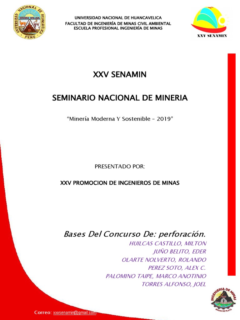 Concurso de Perforación XXV SENAMIN 2019 | PDF | Extracción de recursos ...
