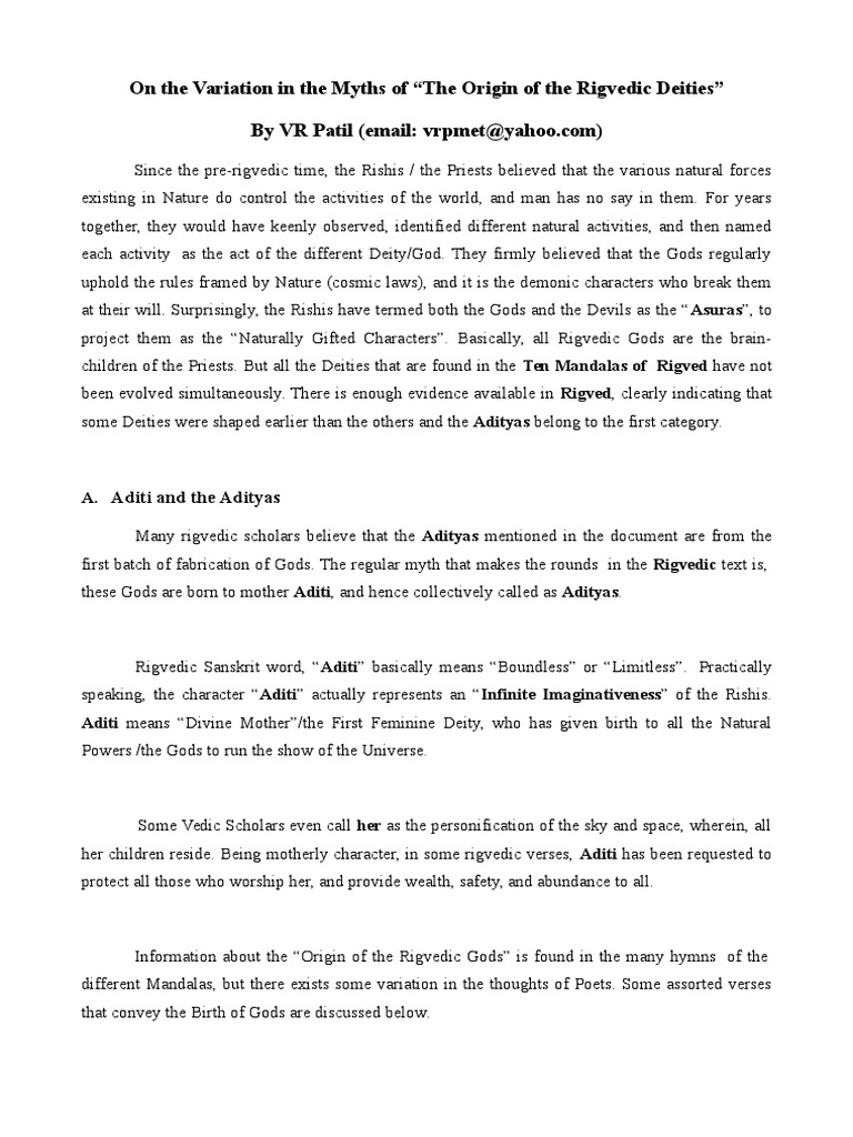 Origins of Rigvedic Deities Explored | PDF | Hindu Mythology | Hindu ...