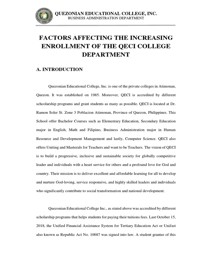 Increasing Enrollment of Qeci | PDF | Adolescence | Teachers