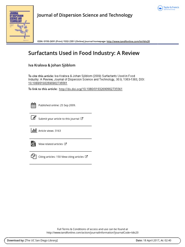 Kralova09 Pdf Pdf Emulsion Surfactant