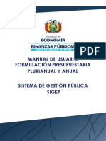 MANUAL DE USUARIO FORMULACION ANUAL Y PLURIANUAL 2020 - Sigep