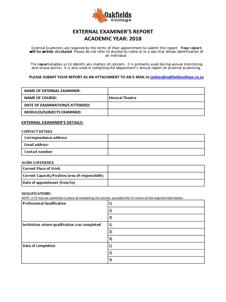 External Examiner's Report Guidelines | PDF | Mentorship | Test ...