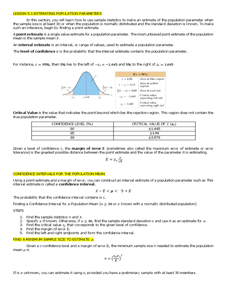 5.1 Lesson 5 T-Distribution - A Lecture | PDF | Confidence Interval ...