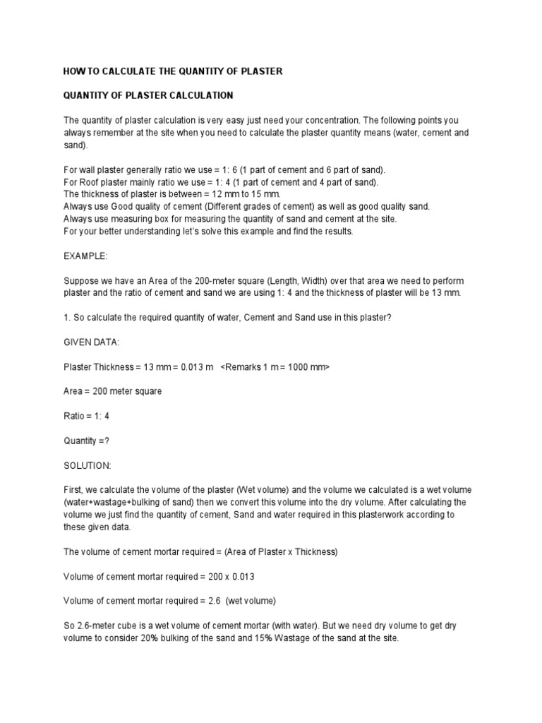 Calculating Plaster and Paint Quantities A StepbyStep Guide to