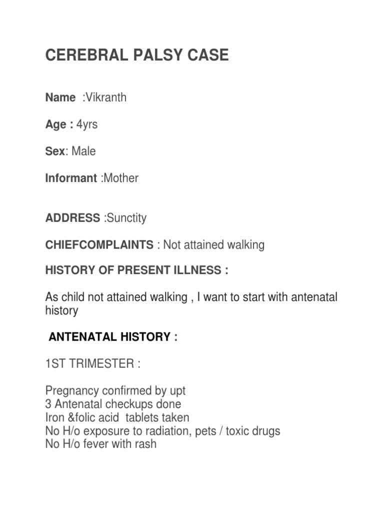 A Case Of Cerebral Palsy Pdf Cerebral Palsy Nervous System