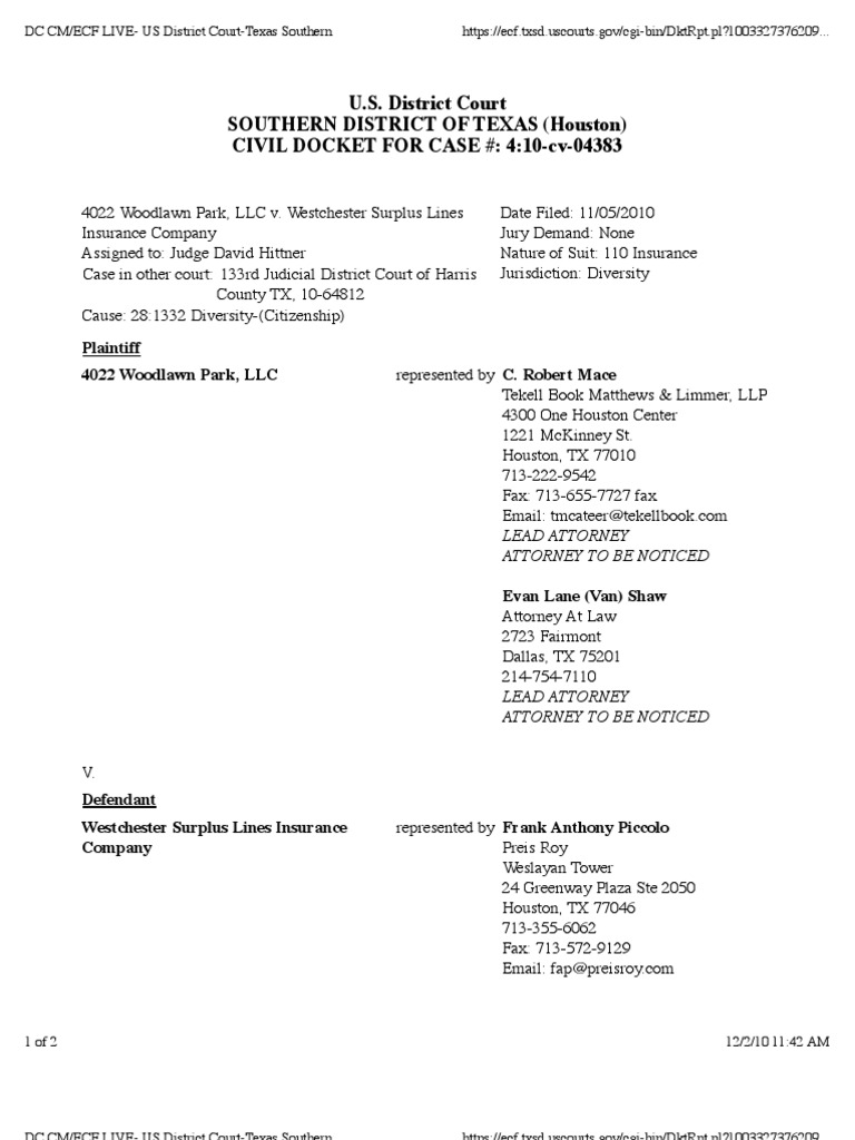 4022 WOODLAWN PARK, LLC v. WESTCHESTER SURPLUS LINES INSURANCE COMPANY ...