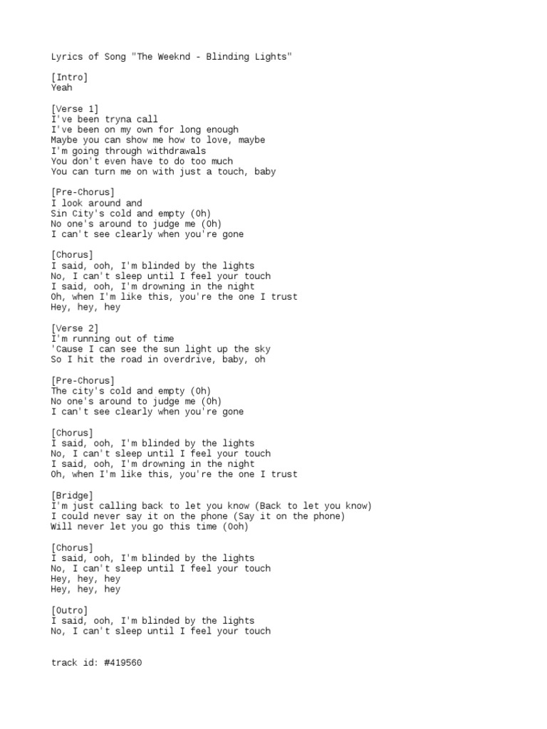 The Weeknd - Blinding Lights Versuri | PDF