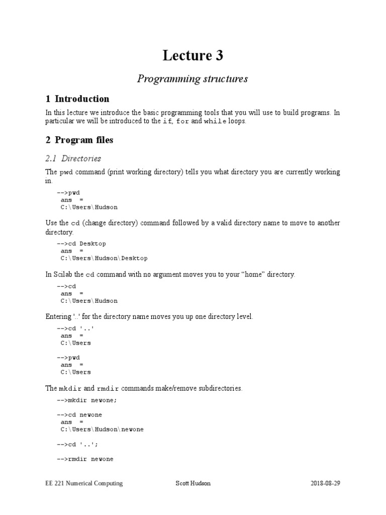 Programming Structures in Scilab | PDF | Scope (Computer Science ...
