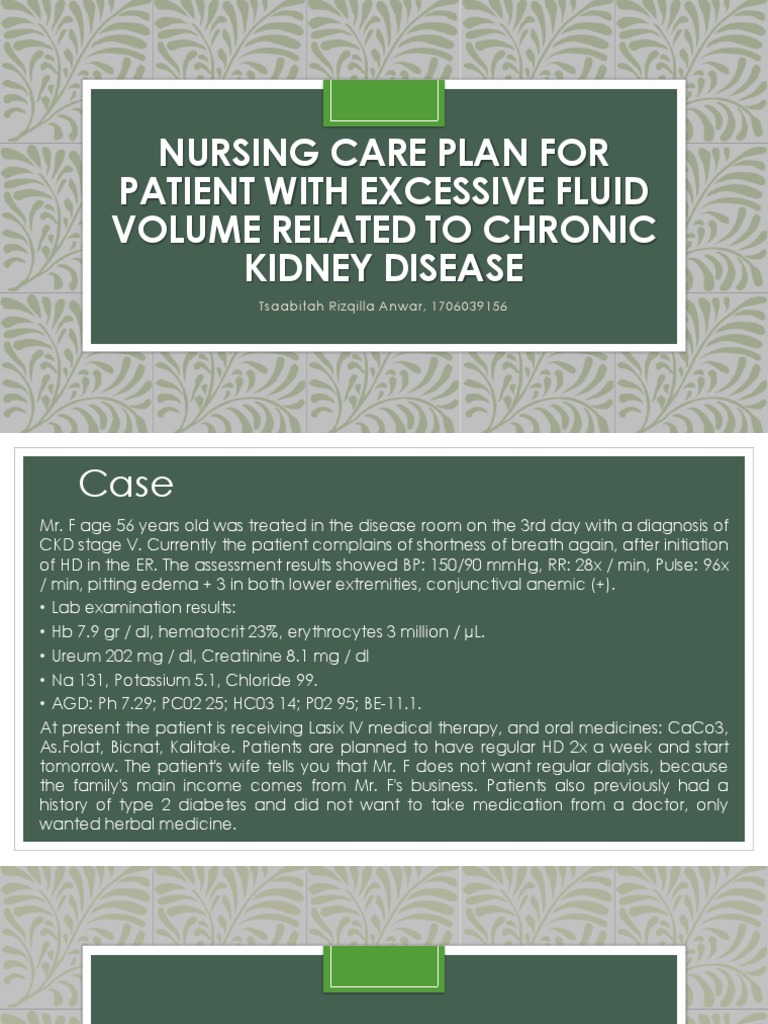 Nursing Care for Fluid Volume Excess | PDF | Chronic Kidney Disease ...