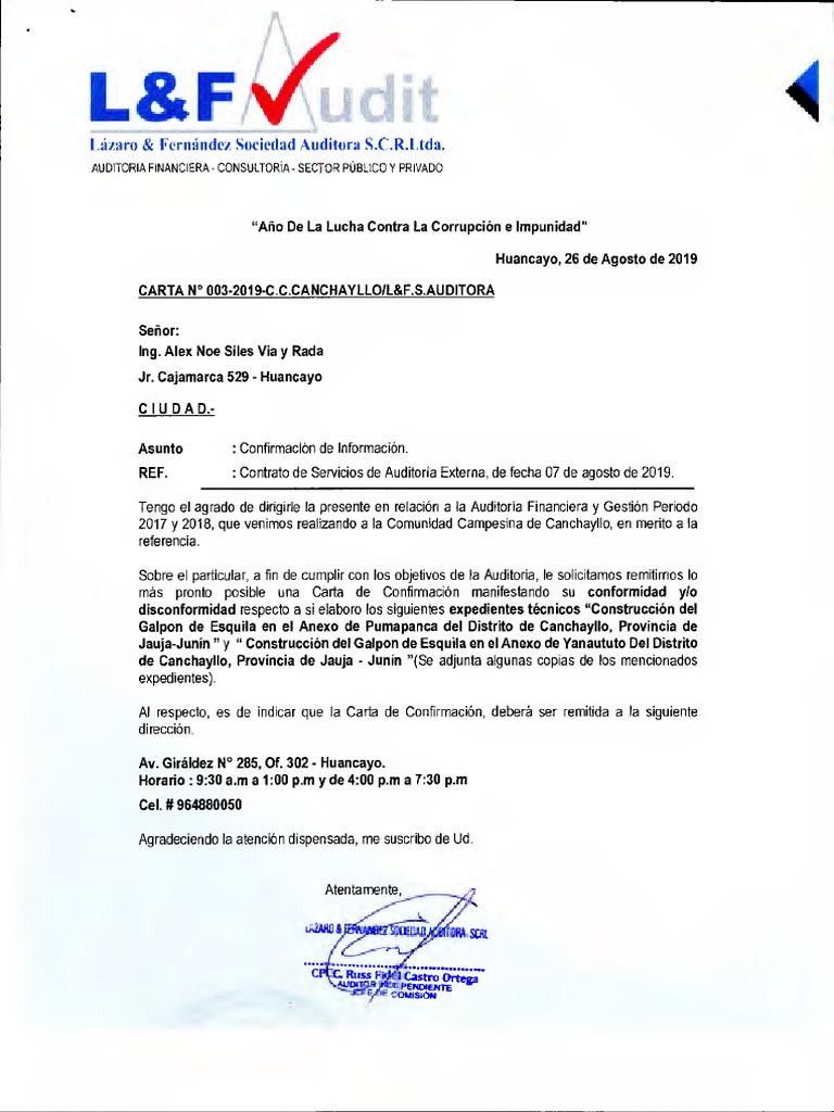 CARTA PARA CONFIRMACIÓN Ciencias de la tierra y de la vida Naturaleza