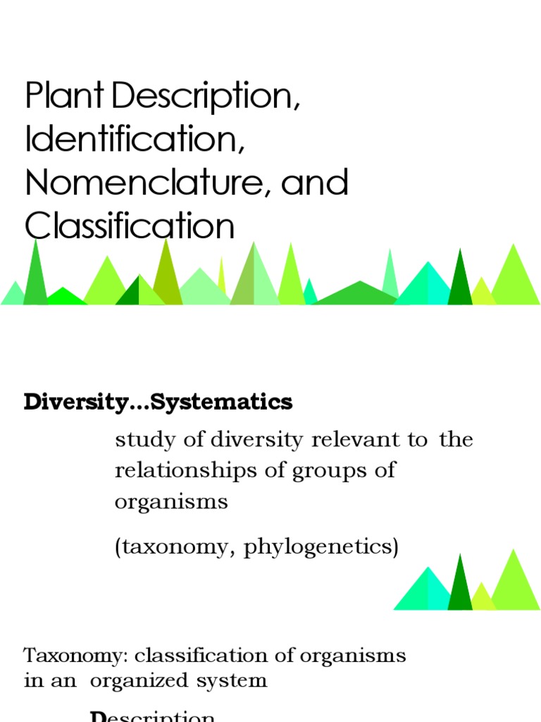 2 - Plant Description, Identification, Nomenclature, Classification PDF ...