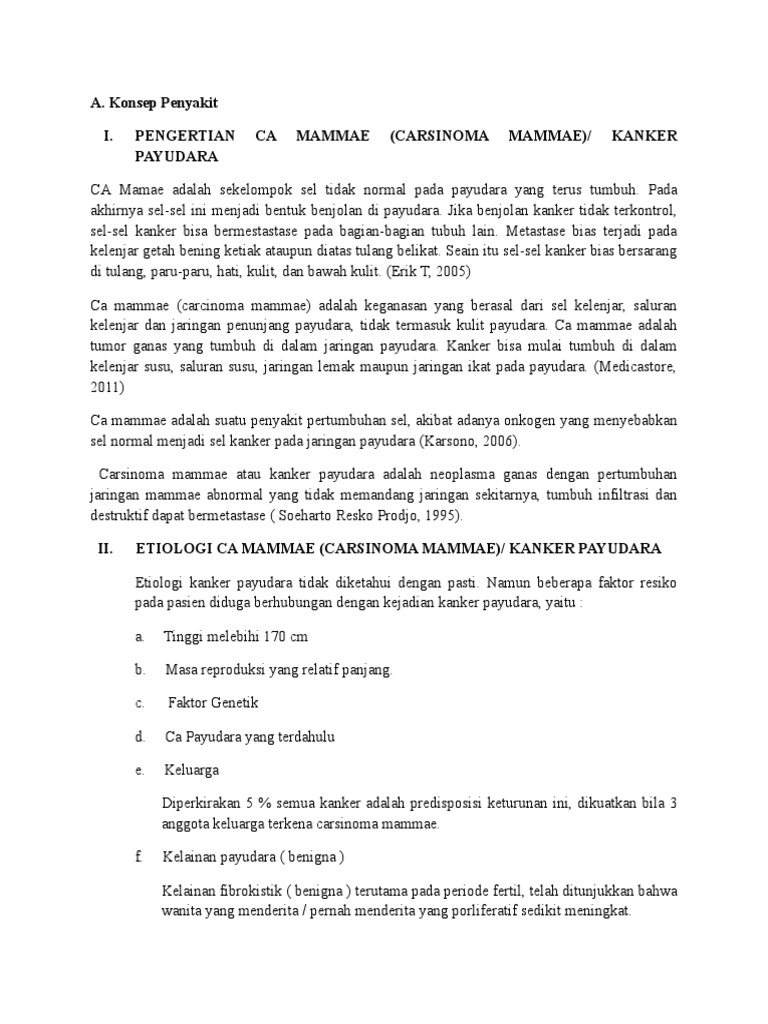 Laporan Pendahuluan Ca Mamae Pdf