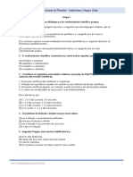 Filosofia - Exercícios de Exame Nacional Indutivismo, Popper e Kuhn. 