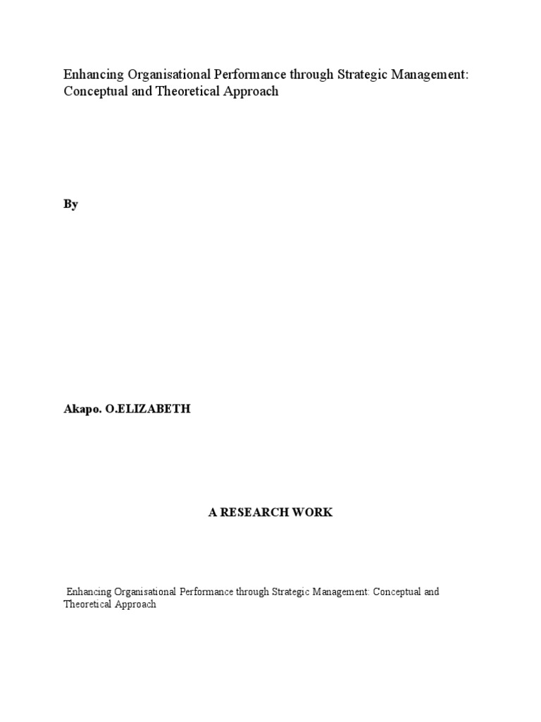 Enhancing Organisational Performance Through Strategic Management | PDF ...