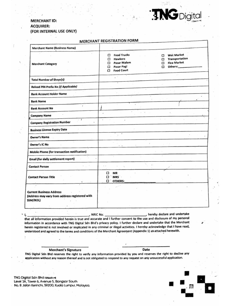 TNG Ewallet Application Form 26-Dec-2019 22-00-43 PDF | PDF