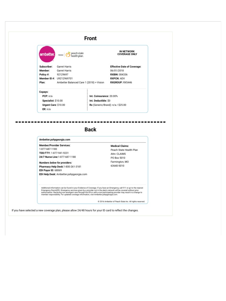 Ambetter From Peach State Health Plan PDF PDF Economics Of Service