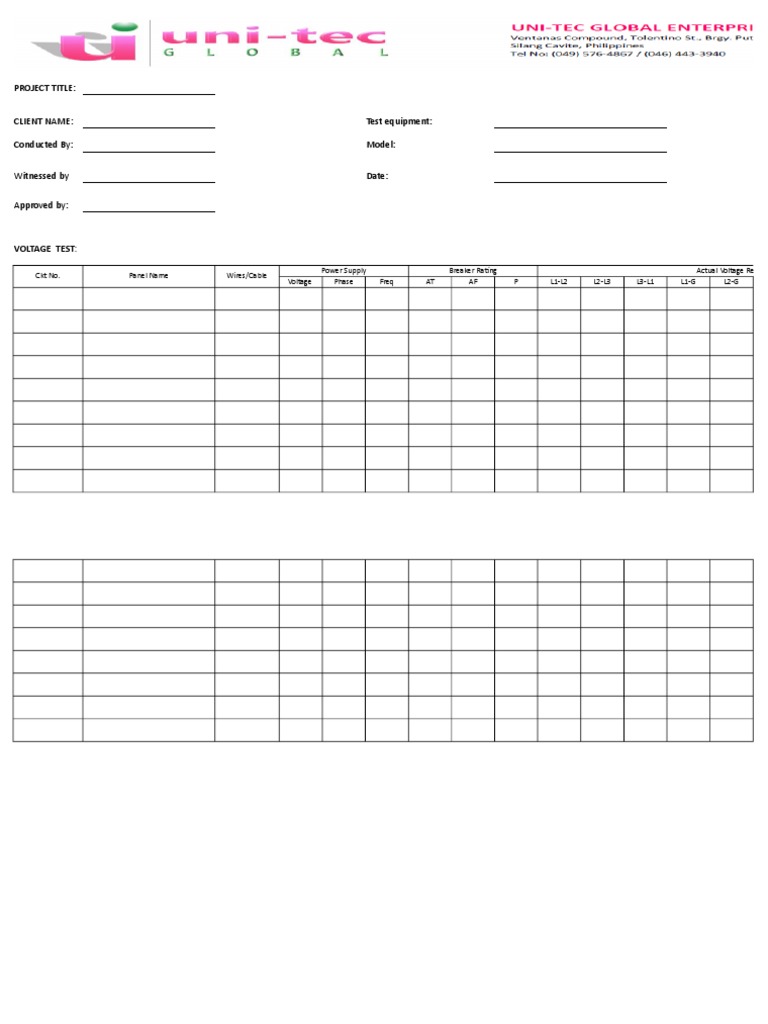 Insulation Resistance Test Report | PDF