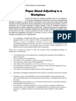Position Paper About Adjusting in A Workplace