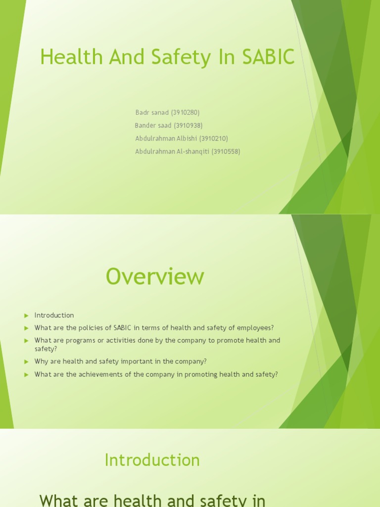 SABIC Health and Safety Policies Overview | PDF | Occupational Safety ...