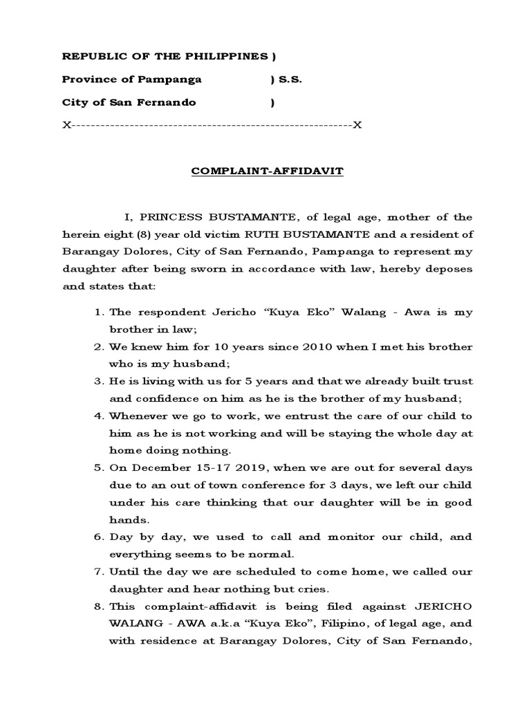 Rape Complaint | PDF | Rape | Affidavit