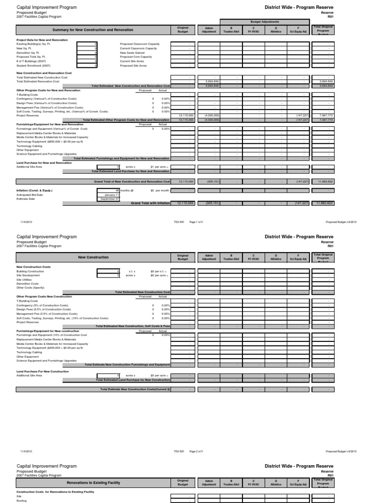 Proposed Budget for Capital Improvements | PDF | Science And Technology ...