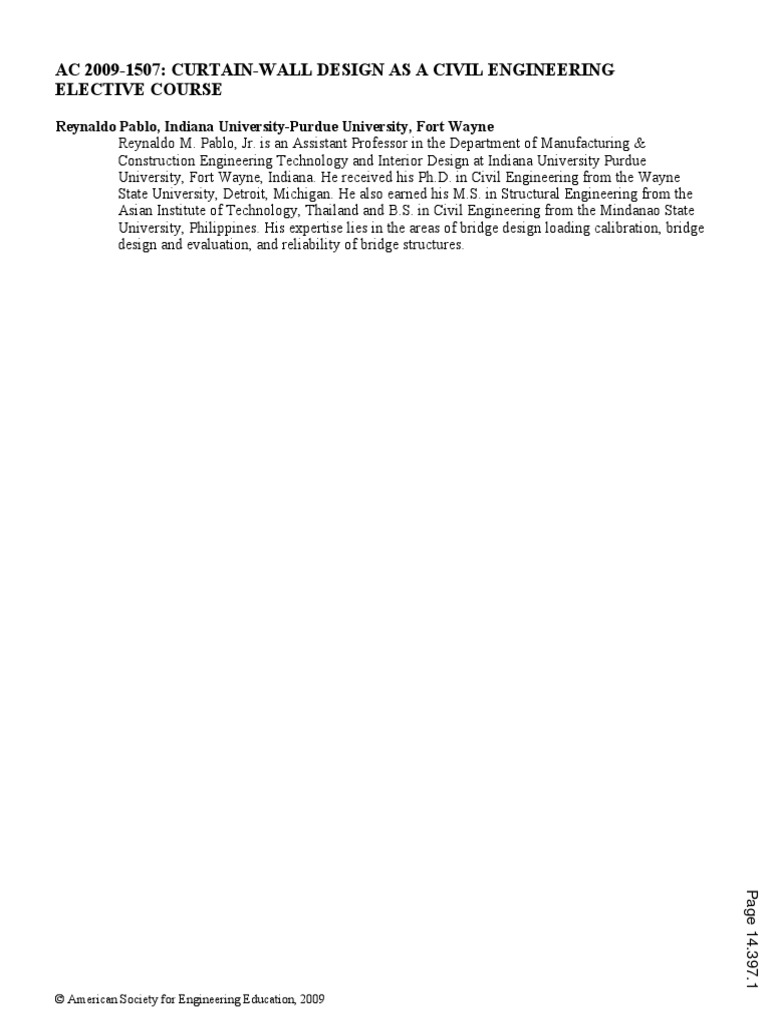 Curtain Wall Design As A Civil Engineering Elective Course PDF | PDF ...