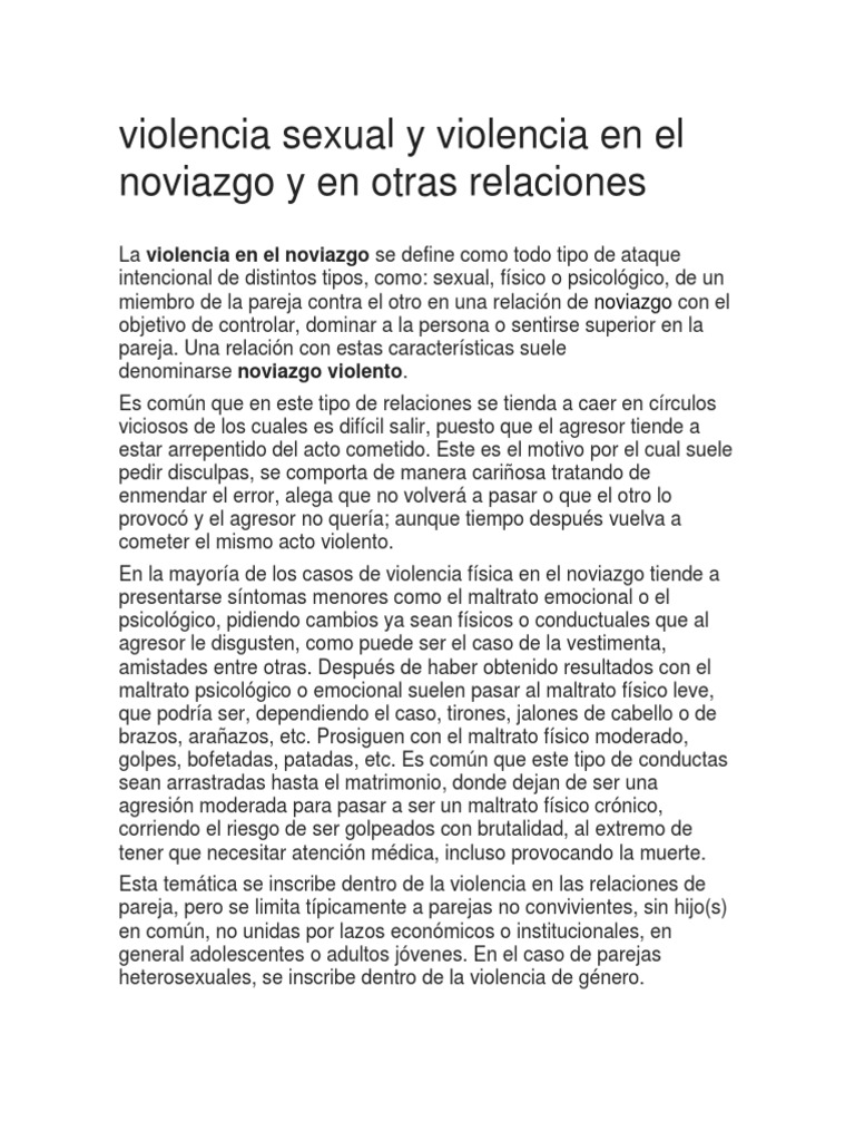 Violencia Sexual y Violencia en El Noviazgo y en Otras Relaciones | PDF ...