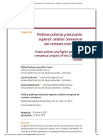 Políticas Públicas y Educación Superior - Análisis Conceptual Del Contexto Colombiano PDF