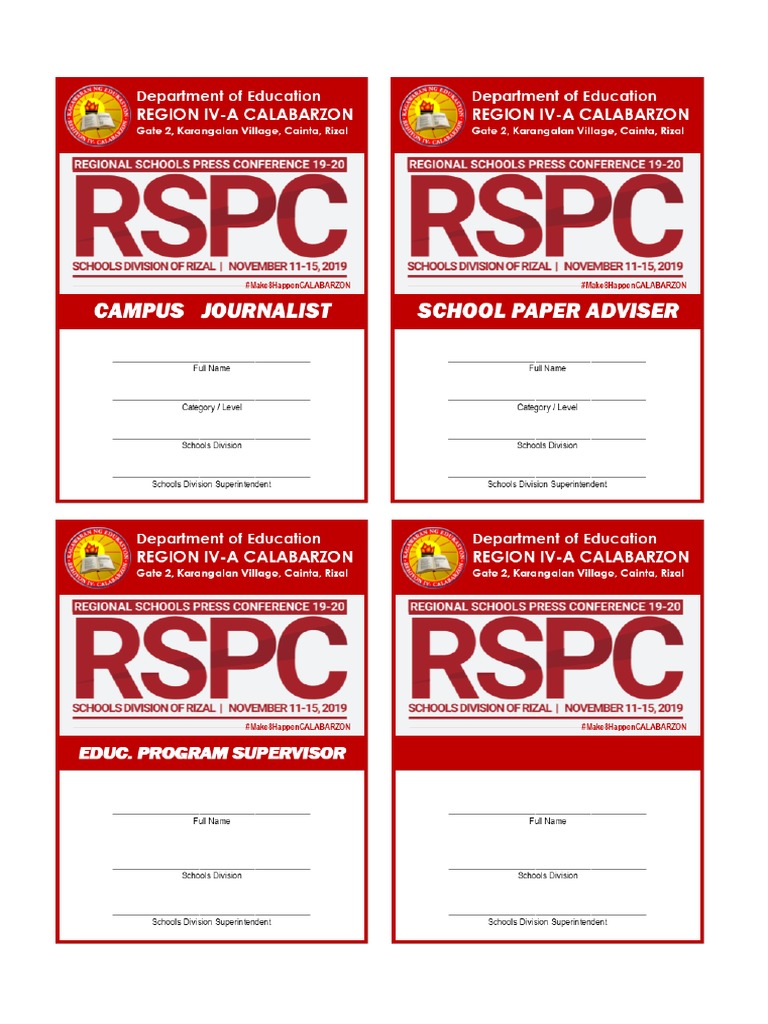 RSPC ID Actual Size | PDF