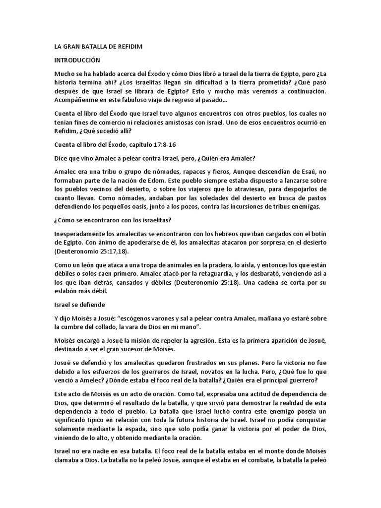 La Gran Batalla de Refidim | PDF | Joshua | Moisés