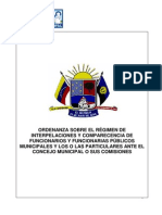 Ordenanza Sobre El Régimen de Interpelaciones y Comparecencia de Funcionarios Públicos Municipales y Los o Las Particulares Ante El Concejo Municipal