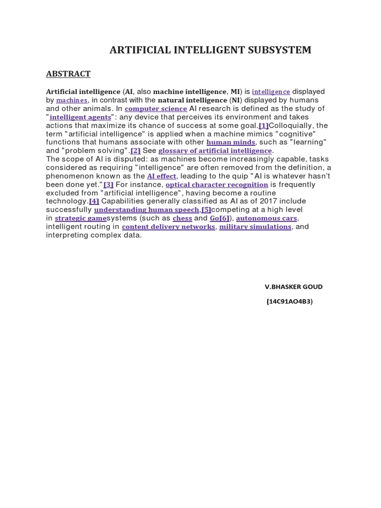 Overview of Artificial Intelligence Systems | PDF | Computers