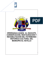 Ordenanza Sobre El Rescate, Conservación, Restauración y Rehabilitación Del Patrimonio Histórico Cultural Del Municipio El Hatillo